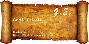 Gróf Erik névjegykártya