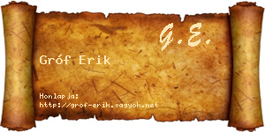 Gróf Erik névjegykártya